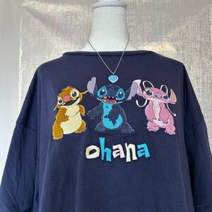Box Lunch Disney Navy Blue 'Ohana' Stitch & Friends Graphic Tee